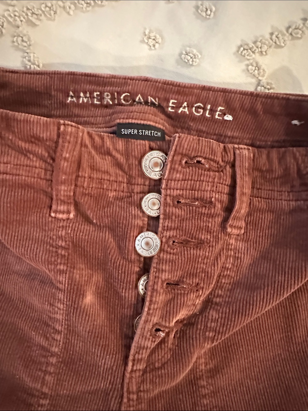 American Eagle Outfitters Rust Corduroy High-Rise Jeans